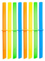 Elk and Friends Adult & Kid's Reusable Silicone Straws with Stopper for 8oz Mason Jars or Tumblers, Pack of 8 Colorful Straws + Cleaning Brush