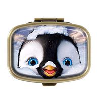 Cecillia Lovely Penguin Pill Box Decorative Boxes Bronze Rectangular Pill Case Medicine Tablet Holder Wallet Organizer Case for Pocket or Purse