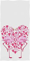 Stylish Flamingo Couple Big Love Hearts Pattern Valentine's Day Soft Absorbent Guest Hand Towels for Bathroom, Hotel, Gym and Kitchen, 11.8x35.5 Inches White Pink