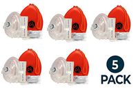 EMI 5 Pack - 5 CPR First Aid Face Shield Rescue Mask Pocket Rescusitators, Gloves, Wipe, Orange Hard Case with Wrist Strap