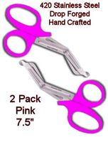Princess Care Trauma Shears Medical Bandage Scissors 7.5", Pink - 420 Stainless Steel (2 Pack), USA