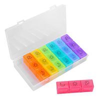 Alloyseed 3 Times a Day Pill Organizer Box, Large Weekly Pill Case (Morning Noon Evening), 7 Day Does Container, Travel Pill Box for Vitamin/Fish Oil/Supplements - Rainbow