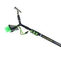 Water Fed Pole Kit w/Squeegee - Outdoor Window Cleaner Window Glass Solar Panel Cleaning System - 3-in-1 Washing Equipment Tool Professional Solution: 20 Feet Pole, Scrubber Brush & Hose Spray Washer