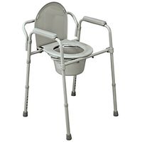 Folding Commode, Portable Toilet and Bedside Commode Chair, Includes Splash Guard/Bucket/Lid Cover