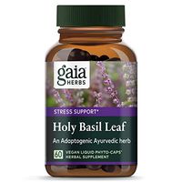 Gaia Herbs, Holy Basil Leaf, Stress Support, Adaptogenic Ayurvedic Herb, Tulsi Extract, Vegan Liquid Capsules, 60 Count