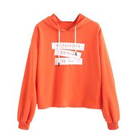 HNTDG Womens Casual Hooded Solid Long Sleeve Letter Printed Pullover Hoodie Fashion Hoodies Orange
