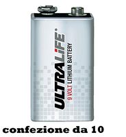 Twelve (12) Ultralife 9v Long Life Lithium Battery Lithium manganese dioxide (LiMnO2)