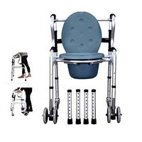 ZWH-Shower Bench Adjustable Height Walking Frame Lightweight Folding Walker 4 Wheels Aluminium Rollator Mobile Toilet Commode Chair Shower Chair