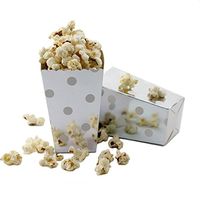 Ipalmay Polka Dot, Stripe and Chevron Mini Paper Popcorn Boxes(36 PCS, Silver Dot)