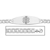 PicturesOnGold.com Sterling Silver Medical ID Bracelet W/Curb Chain - 8-1/2
