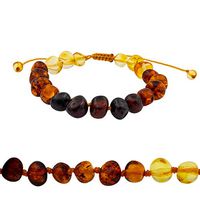 Amberalia Adjustable Knotted Baltic Amber Bracelet, Helps in Pain Relief - Boost Immune System - ONE Size FITS Most - Polish Rainbow -XXL