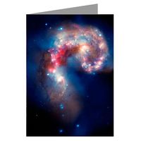 Twelve Note Cards of This Galactic Spectacle of Two Tangled Galaxies, from NASA Hubble and Spitzer Space Telescope in a Boxed Set