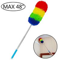 Microfiber Duster with Extension Pole and Bendable Head Wet or Dry Use - 18" to 48" - Extendable Duster for Cleaning High Ceiling Fan, Interior Roof, Cobweb, Gap Dust