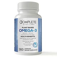 Plant Based Omega-3 2000mg, 900 EPA & 700 DHA Sources Directly from Algae, Encapsulated Powder, Complete Body Labs (360 Capsules)