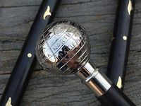 Solid Brass Vintage Globe Designer Handle Nautical Walking Cane Wooden Stick