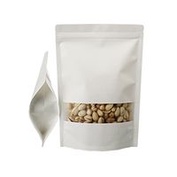 Kxtffeect 50Pcs White Kraft Zip Lock Stand Up Bags Pouches with Window for Candy Dried Fruits, Tea Nut Cookie and Snack (8.66 x 5.9 inch)