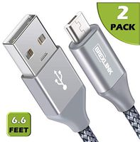 Micro USB Cable Android, BrexLink Micro USB to USB 2.0 Cable (2-Pack, 6.6 Feet) Nylon Braided Sync and Fast Charging Cable for Samsung, Kindle, Android Smartphones, Galaxy S7 Edge, Moto G5, PS4 (Grey)