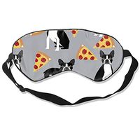 Contoured Sleep Mask, Grey Boston Terrier Dog Pizza Blackout Eye Mask for Sleeping with Adjustable Strap, Soft Night Blindfold for Women Men, Eye Shades for Travel/Naps- 1 Pack