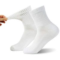 Warm Diabetic Socks, FOOTPLUS Men Women Cushioned Sole Non Binding Top Soft Pregnancy Socks, Circulatory Dress Socks for Swollen Feet, 2 Pairs White Quarter, XX- Large
