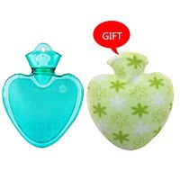Opbsite Hot Water Bag Heart Shape PVC Hot Cold Water Bottle Bag with Cover Winter Back Neck Hand Warmer Bag Hot Water Relaxing Heating Bag Small Large 2 Sizes for Home and Outdoor