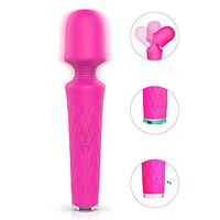 Therapeutic Personal Massager Cordless Waterproof Rechargeable Vibrating Massage 7 Patterns 4 Intense Speeds, Magic Recovery on Back,Legs,Shoulder,Hand Pains Recovery, Rose