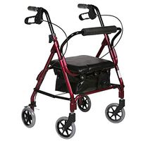 Medical Walker with Padded Seat, Four Wheel Rollator Walker Fold Up and Removable Back Support Ergonomic Handles, and Carry Bag, Limited Mobility Aid