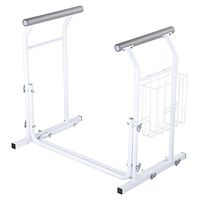 AW Stand Alone Toilet Safety Frame Rail Bar 375lbs Padded Handrails with Magazine Rack Assist for Elderly Handicap