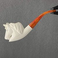 Meerschaum Unicorn Tobacco Pipe 1/2 Bend with Lattice by Paykoc M01007 - Flaw