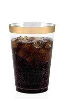 50 Gold Rimmed Clear Hard Plastic Cups | 12 oz. Fancy Disposable Tumblers (50-Pack) by Bloomingoods