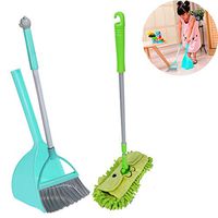 Buybyebye 3PCs Housekeeping Cleaning Tools Broom Mop Dustpan Sets for Kids Joy Pretended Entertainment Birthday Christmas Gifts 7.9 x 6.3 x 20-30 inch (A)