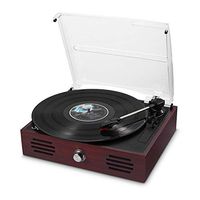 Record Player Belt-Drive 3 Speed Retro Portable Wooden Suitcase Turntable 33 45 78 RPM LP Vinyl with Stereo Speakers