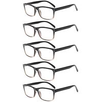 5 Pack Unisex Vintage Readers Spring Hinges Rectangular Reading Glasses Includes Sun Readers (5 Pack Brown, 2.25)