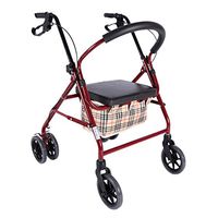 Rolling Walkers Shopping Trolley Old Man Trolley Car Multi-Function Scooter Can Take A Folding Wheelchair Folding Four Wheeler Gift Can Bear 150 Kg (Color : Red, Size : 796282-91cm)