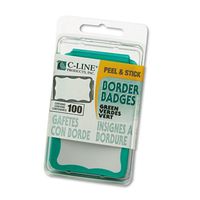 C-Line Green Pressure Sensitive Peel & Stick Name Badges - 100/BX