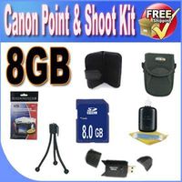 Canon PowerShot Accessory Saver Bundle (8GB SDHC Memory + USB Card Reader + Deluxe Camera Case w/Strap + LCD Screen Protectors + Mini Tripod + Accessory Saver Bundle)