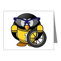 Note Cards (20 Pack) Little Round Penguin - Cyclist in Yellow Jersey