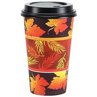Party Dimensions Nicole 16 Count Hot/Cold Cup with Lid, Harvest Glow, 16-Ounce, Orange