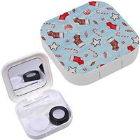 Portable Contact Lens Case Box Travel Kit Mirror + Bottle + Tweezers Container Holder [ Watercolor Christmas ]