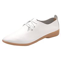 Neartime Women Shoes, Casual Leather Flats Shoes Pointed Toe Lace-up Solid Color Shoes Comfortable Sandals