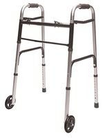 Folding Walker with 5” Wheels, Adjustable Height, Silver