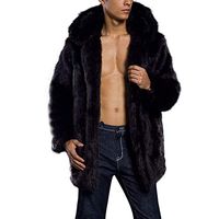 iMakcc Men's Leopard Warm Thick Fur Collar Coat Jacket Faux Fur Parka Outwear Fashion Cardigan (XL, Brown)
