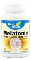 Melatonin 3mg 180 Capsules- associated with regulating Normal Sleep Cycles, Also a Potent antioxidant That Defends Against Free radicals. 180 Tablets. Supplied by Best In Nature.