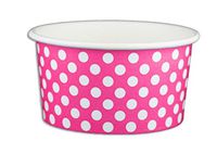 Black Cat Avenue Paper Ice Cream Cups, Polka Dot, Pink, 6 Ounce, 50 Count