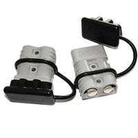 X-Haibei Pair 350 Amp 2/0 Gauge Battery Quick Connector Gray, Jumper Cables Connect Disconnect Plug with Waterproof Caps for Trailer