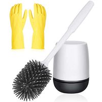 Samhe Toilet Brush and Holder, Soft Silicone Bristle Bathroom Toilet Bowl Brushes Set with Cleaning Gloves