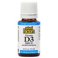 Natural Factors, Vitamin D3 Drops 1000 IU, Supports Strong Bones, Teeth and Immune Function with Flaxseed, Palm and Coconut Oils, 0.5 fl oz (500 servings)