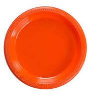 Exquisite Plastic Dessert/Salad Plates - Solid Color Disposable Plates - 50 Count … (7 Inch., Orange)
