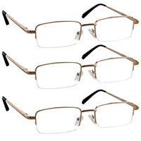 Reading Glasses 1.25 Gold 3 Pack for Men and Women Stylish Look Crystal Clear Vision When You Need It! Comfort Spring Arms & Dura-Tight Screws