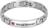 Elegant Surgical Grade Steel Medical Alert ID Bracelet for Men and Women (Men's, Blood Thinner)