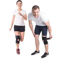 Neoprene Knee Brace Adjustable Comfortable Meniscus Arthritis 2 Flexible Side Spring Stabilizers 360° Protection Non-Slip Stretchable Easy Fixation Open Pattella Injury Support Recovery Black Medium